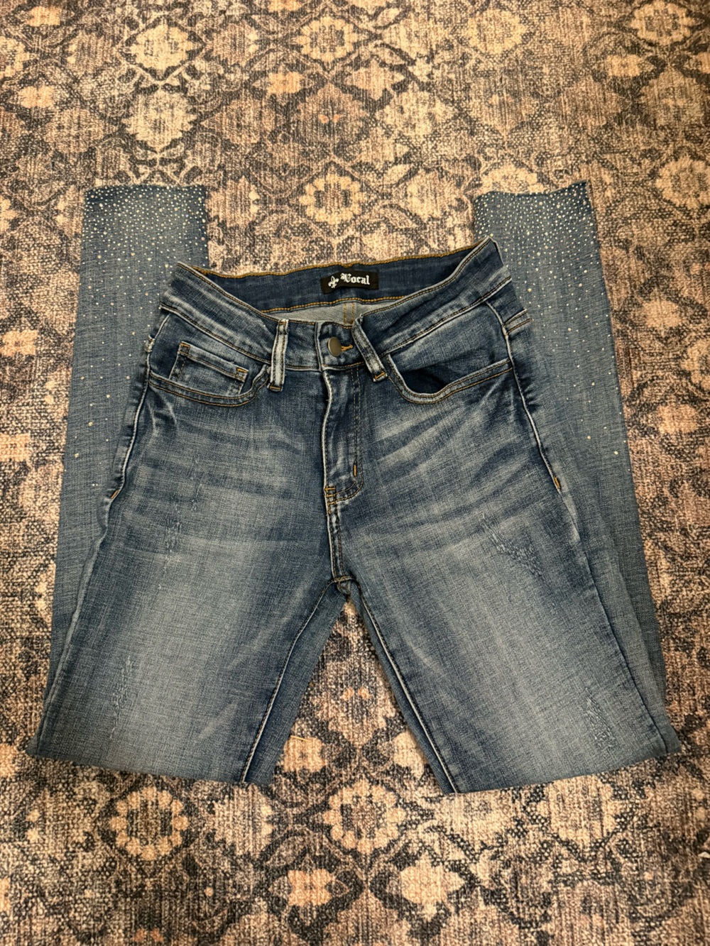 Vocal Blue Skinny Jeans with Side Stud Accents